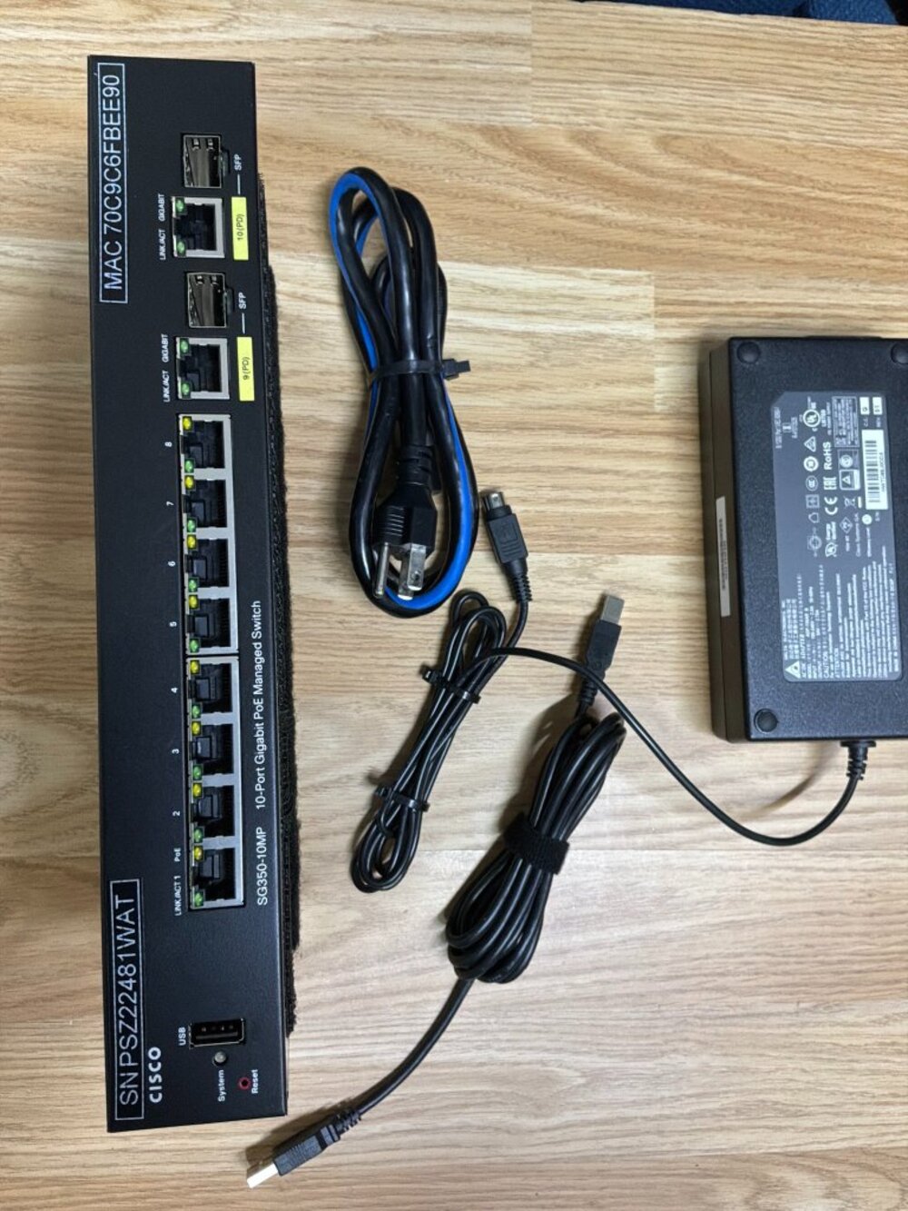 Cisco SG350-10MP 10-Port PoE+ Gigabit Managed Switch No PSU